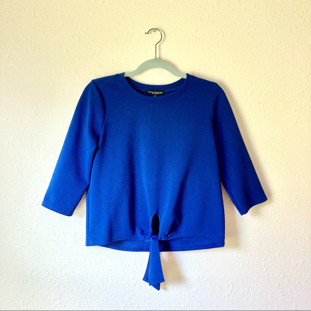 Cobalt Blue Tie Front Top
